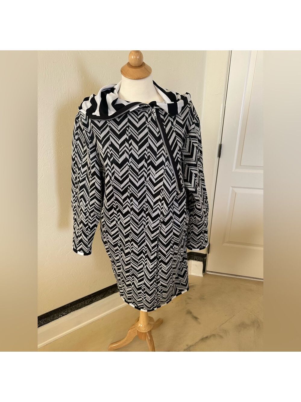 Handcrafted Designer Chevron Jacket | French Fabric Statement Dress Size M